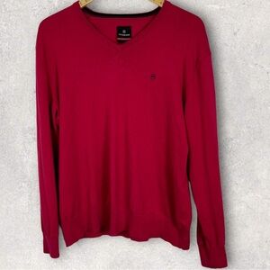 Victorinox Swiss Army Red V-Neck Knit Sweater Size Large Minimalist Pullover Men